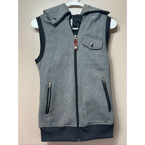 Burton Dry Ride Gray Full ZIp Up Hooded Snowboarding Winter Vest Women's XS - Picture 2 of 13